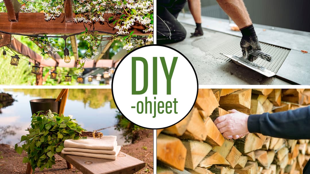 DIY-ohjeet-artikkelin pääkuva, jossa neljä kuvaa erilaisista projekteista
