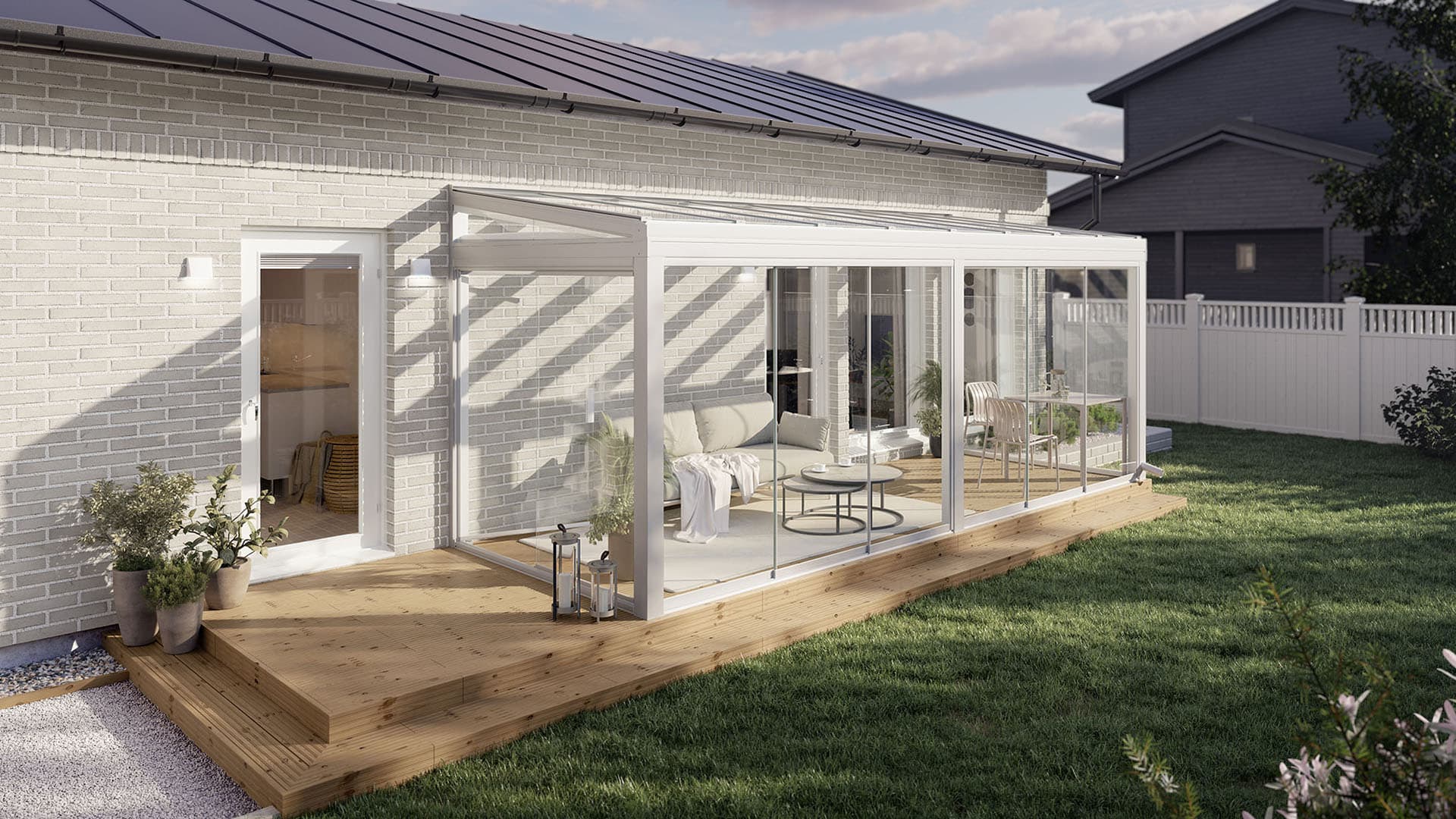 Lumonin lasiterassimalliston Siro-kattomalli