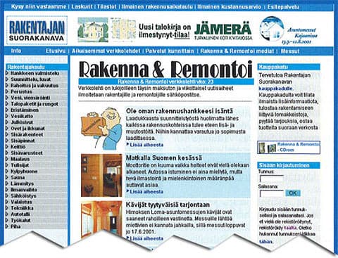 <p data-block-key="srlcg">Rakentajan Suorakanava -verkkopalvelun ensimmäisiä versioita vuonna 2001.</p>