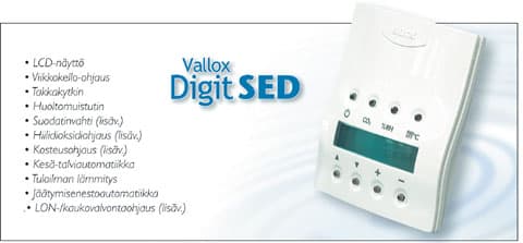 Vallox Digit SED digitaalinen ohjausjärjestelmä