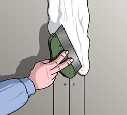 <p data-block-key="cs1ek">Levyjen väliseen saumaan levitetään tasoitetta.</p>