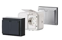 <p data-block-key="sv2ld">Ulkoseinien sähkökalusteilta vaaditaan enemmän kuin suojaisissa kuivissa tiloissa olevilta: Pistorasioiden ja kytkinten on huomioitava altistus sateelle ja muulle kosteudelle.</p>