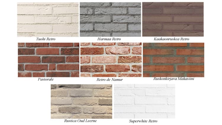 Erilaiset julkisivut tiilestä