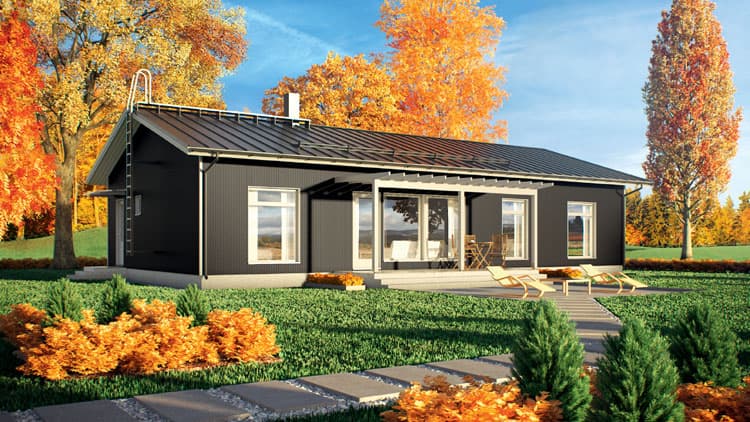 <p data-block-key="7h8i6">Suomi 100 -juhlamalliston Ready 120/138, huoneistoala 120 m2 ja kerrosala 138 m2. Ready-malleissa on jo valmiina suomalaisten yleisimmin toivomat muutokset kuten suuret ikkunat ja terassin lasiovi. Kuvan pergola saatavana lisävarusteena.</p>