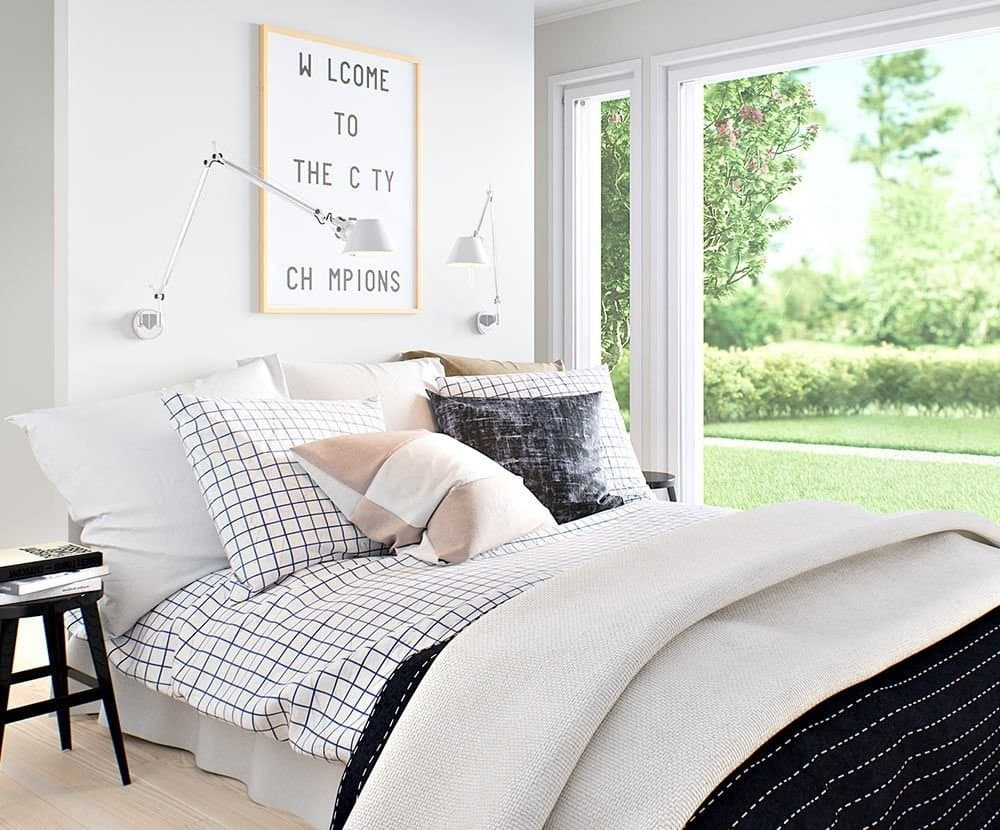 <p data-block-key="ar3sf">Veistos-malliston makuuhuoneet on sijoitettu niin, että suurten ikkunoiden kautta tulvii ihanasti luonnonvaloa huoneeseen.</p>