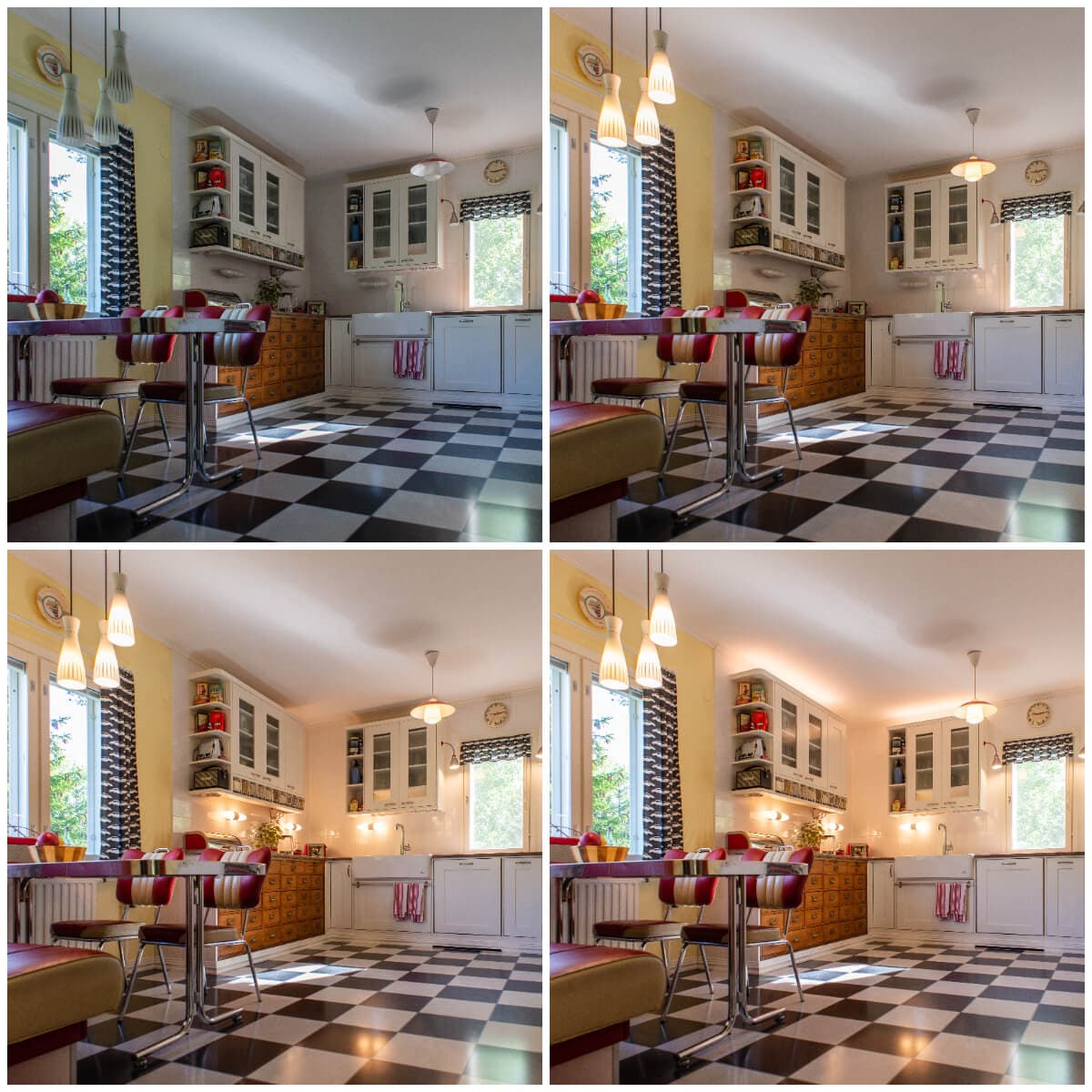 <p data-block-key="fzesv">KUVA 12: Keittiön valot voidaan sytyttää kolmessa osassa, kattovalot, työtasovalot ja kaapiston ylätason valot. Valoja on helppo käyttää tarpeen ja halutun tunnelman mukaan. Kaapin ylätasolla olevat led-nauhavalot ovat himmennettävät.</p>