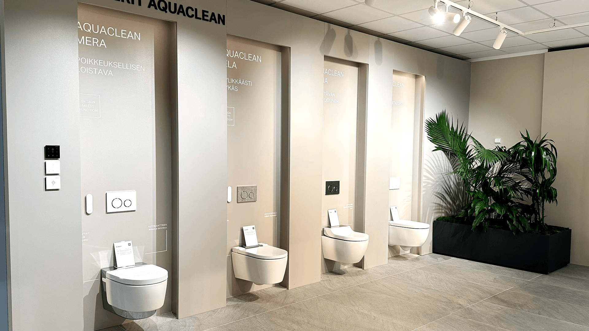 <p data-block-key="r081i">Geberitin showroomilla wc-ratkaisut näkee rinnakkain, mikä helpottaa erojen hahmottamista ja kylpyhuoneen suunnittelua käytännössä. (Kuva Geberit)</p>