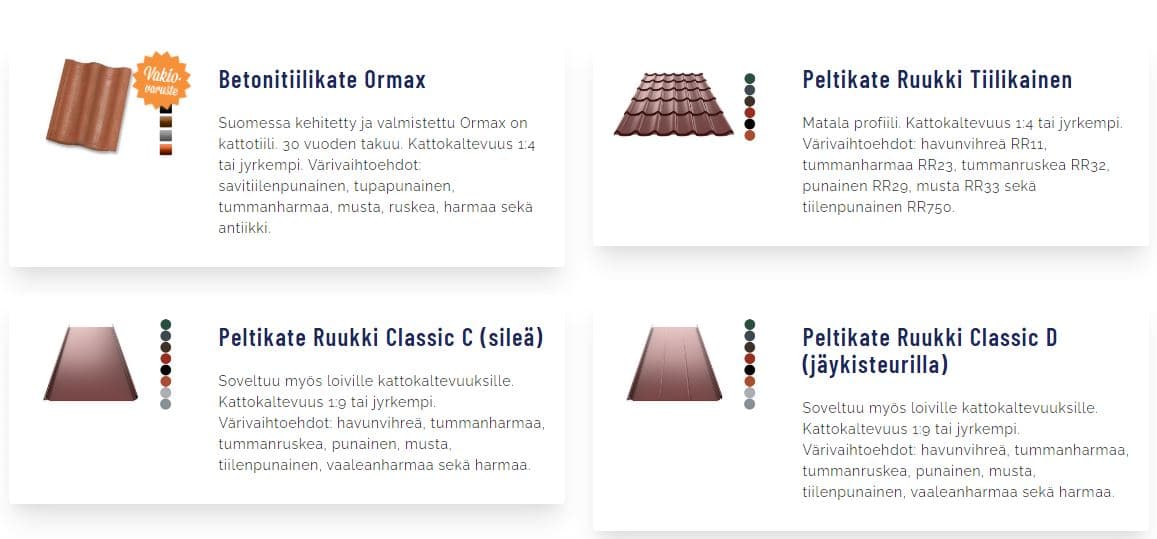 Kastellin tarjoamat kattomateriaalit saadaan sopimaan jokaisen tarpeeseen ja makuvaatimuksiin.