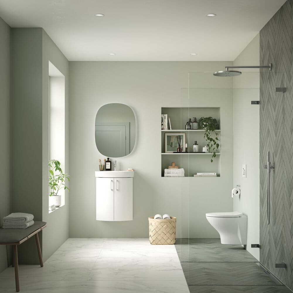 <p data-block-key="9a2f0">IDO Glow -allaskaappipaketti, IDO Glow Style -seinä-wc ja Geberit Option Oval -valopeili.</p>