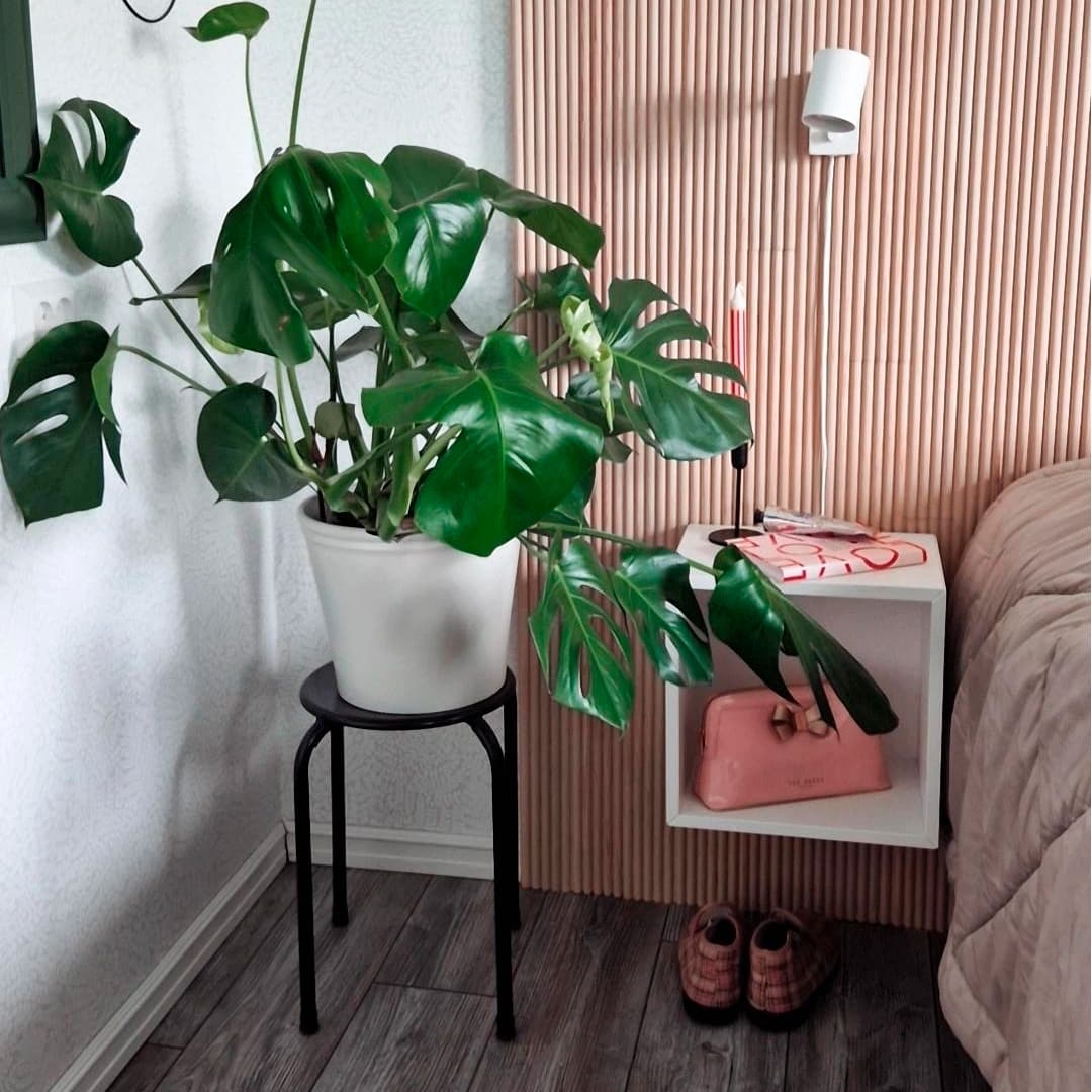 <p data-block-key="e9nc3">Leijuva yöpöytä ja viherkasvi keventävät ilmettä ja tuovat huoneeseen luonnon raikkautta.</p>