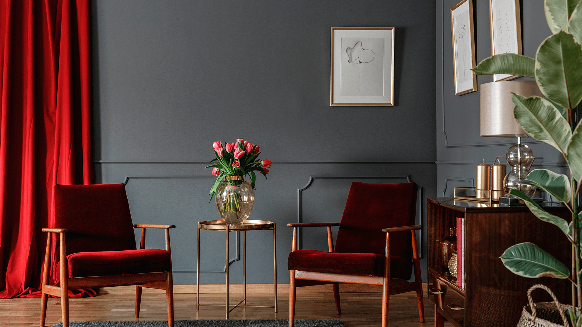 <p data-block-key="5pooz">Punainen vetää katseen puoleensa ja tekee tilasta heti elävämmän. (Kuva Adobe Stock)</p>