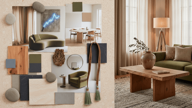vuoden 2026 sisustustrendien värejä ja muotoja