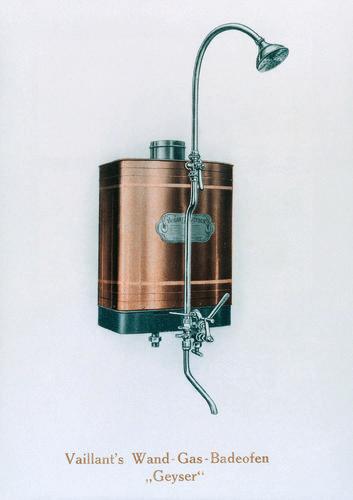 Geyser tuotiin markkinoille vuonna 1905 maailman ensimmäisenä seinään asennettavana lämminvesivaraajana.