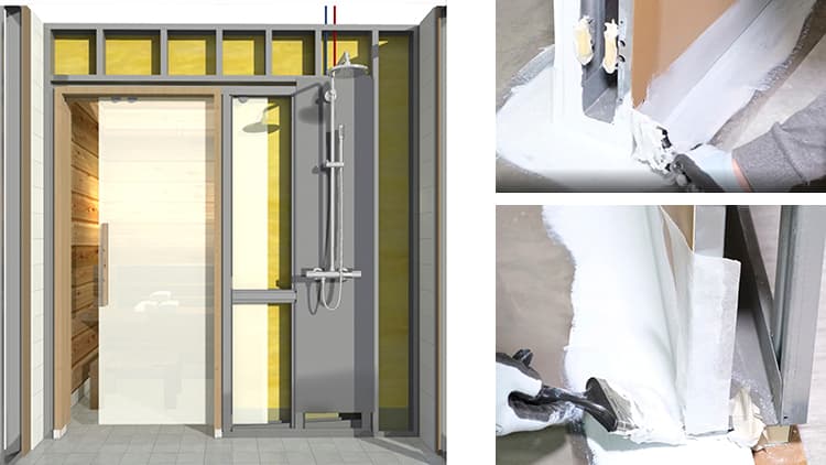 Vedenkestävät liukuovet saunaan ja pesuhuoneeseen