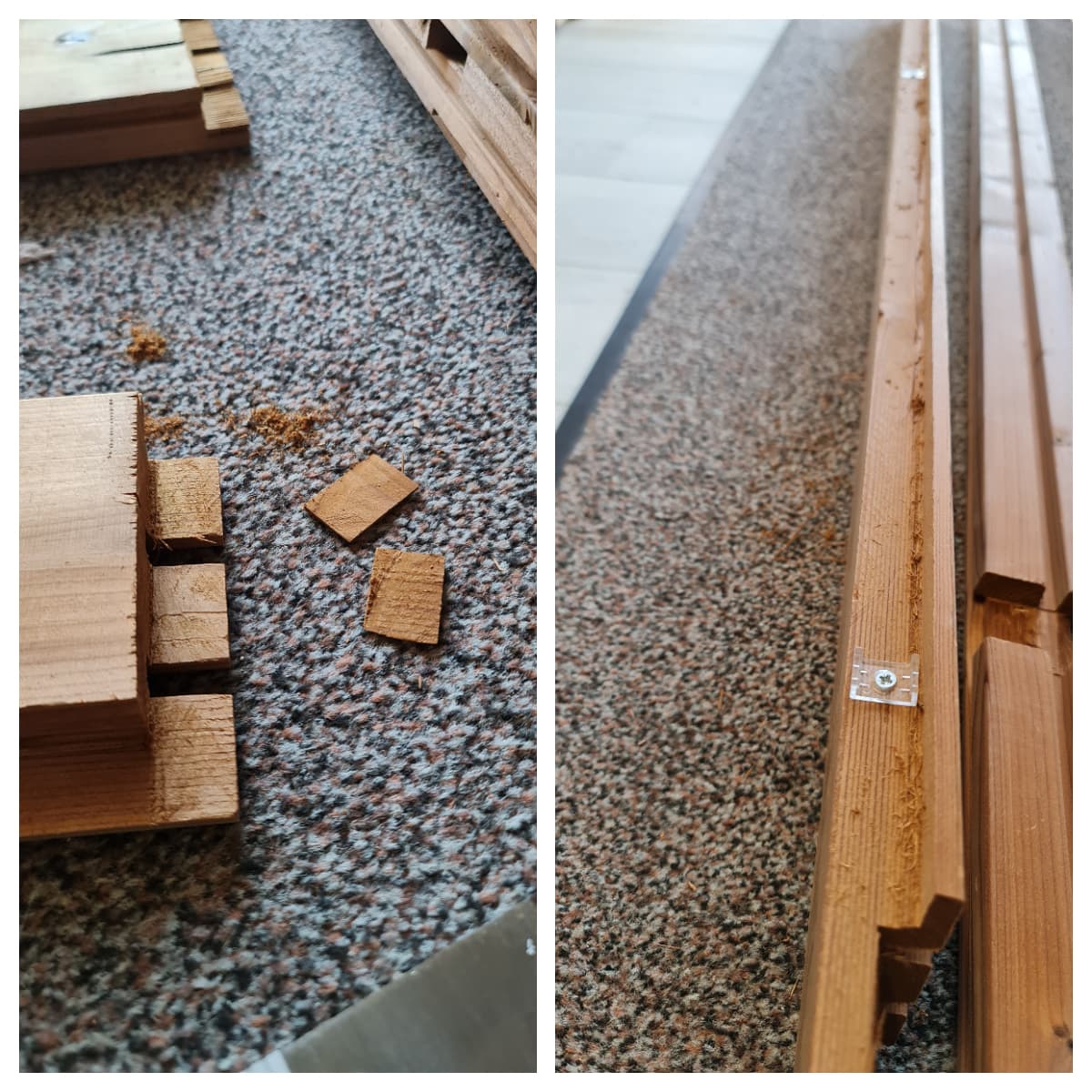 <p data-block-key="o45k9">Paneeleihin ajettuihin uriin kiinnitettiin alumiiniprofiilien kiinnityskannakkeet valmiiksi.</p>