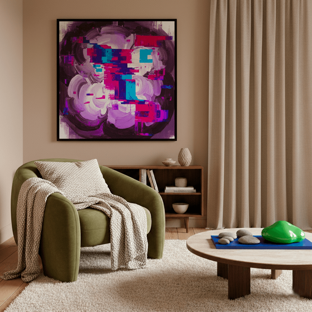 <p data-block-key="9rxe1">Digiglitch toimii pienessä annoksessa, esimerkiksi yhdessä lasiesineessä tai pienessä valossa. (Kuvituskuva on luotu tekoälyä hyödyntäen. Kuva Sari Nieminen)</p>