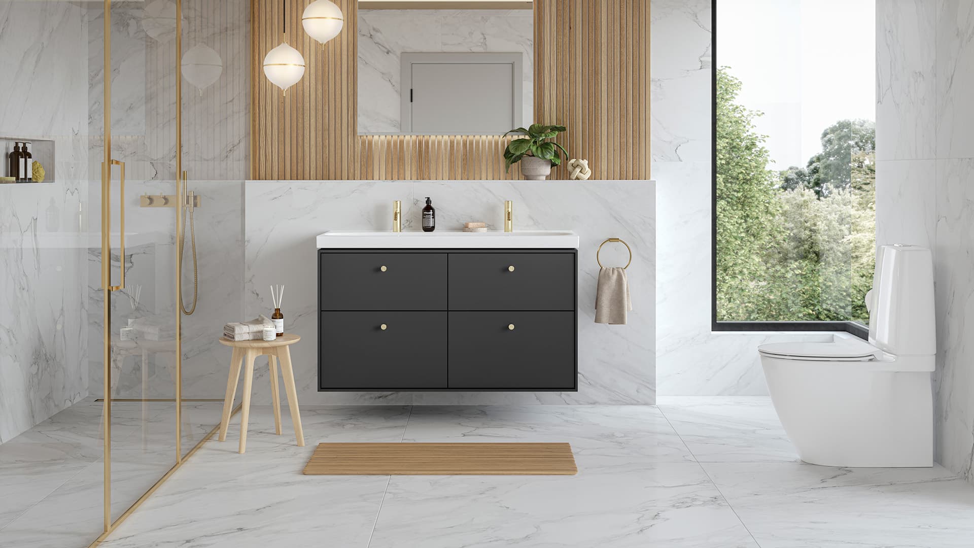 <p data-block-key="y3gsy">IDO Sense Art -kalusteet, IDO Glow Art TurboFlush -wc & Geberit Option Plus Square -tasopeili.</p>