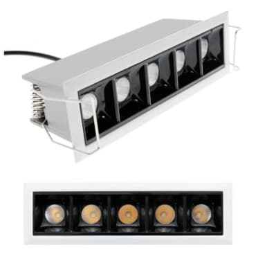 <p data-block-key="80umk">Linjaspotit LINJA 5, valaisevat mustan sisuksen sisältä kapealla keilalla. Valo ei häikäise sivusta päin katsottuna. Valaisinta on saatavissa lämpimällä 3000K ja neutraalilla 4000K valon värisävyllä.</p>