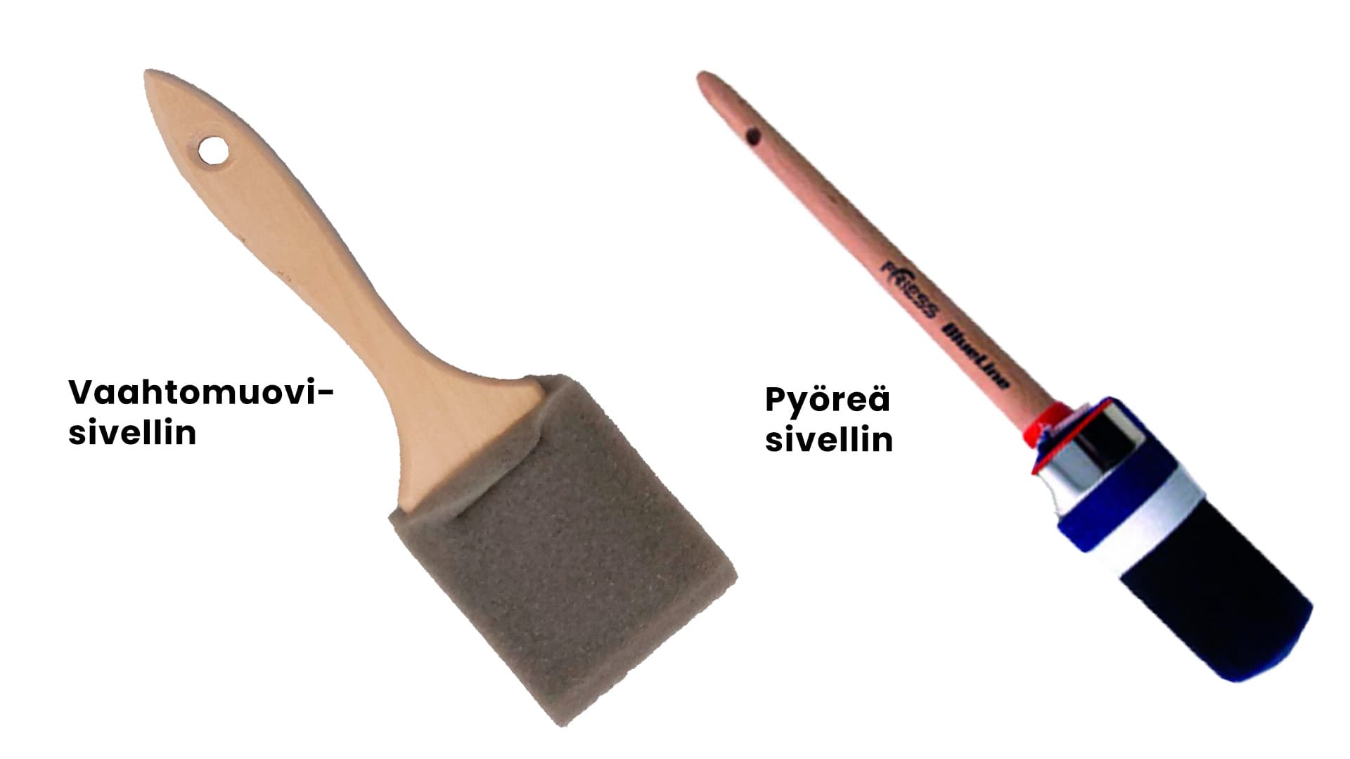 <p data-block-key="3ya3o">Sokevan vaahtomuovisivellin ja pyöreä sivellin.</p>