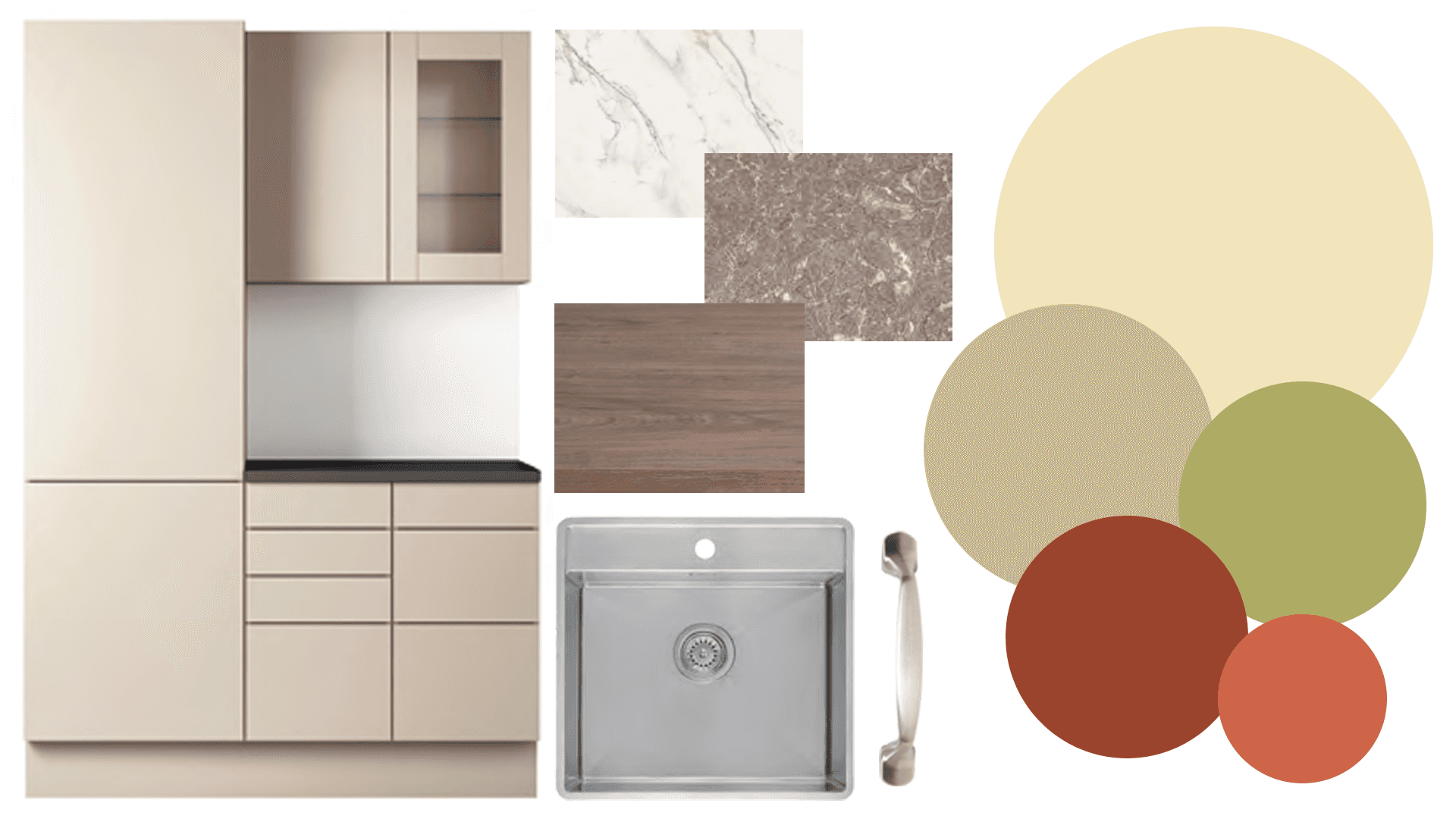 <p data-block-key="yqenv">Lämpimät sävyt, kuten kerma ja hiekka, tekevät keittiöstä rauhallisen ja helposti sisustettavan kokonaisuuden. (Kuvankäsittely Sari Nieminen, kuva Norema-keittiö)</p>