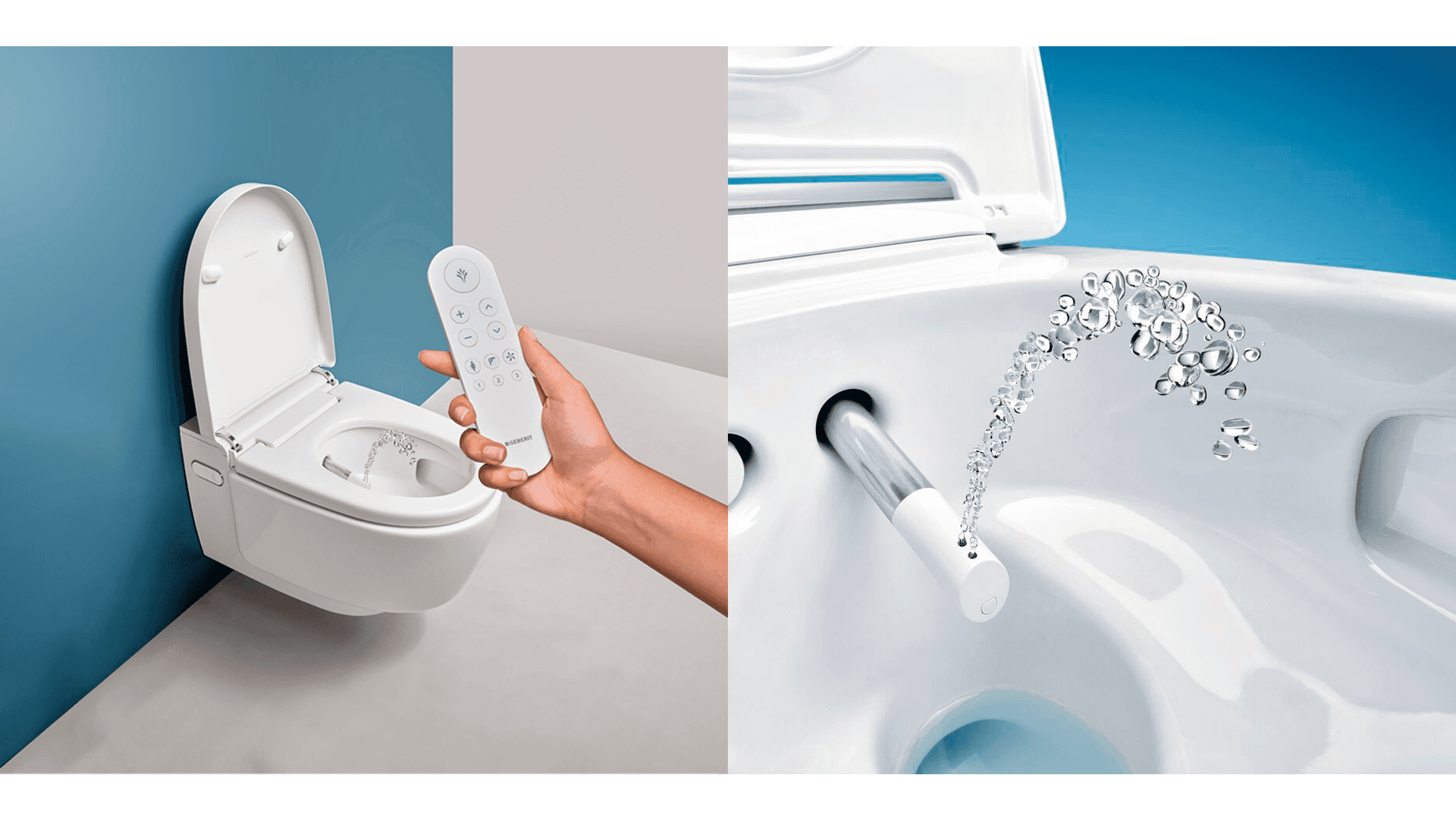 <p data-block-key="r081i">Geberit AquaClean -pesu-wc-istuimen suihkutoiminnot ja kaukosäädin. WhirlSpray-suihkuteknologia tuottaa tarkan ja miellyttävän pesun. (Kuva Geberit)</p>