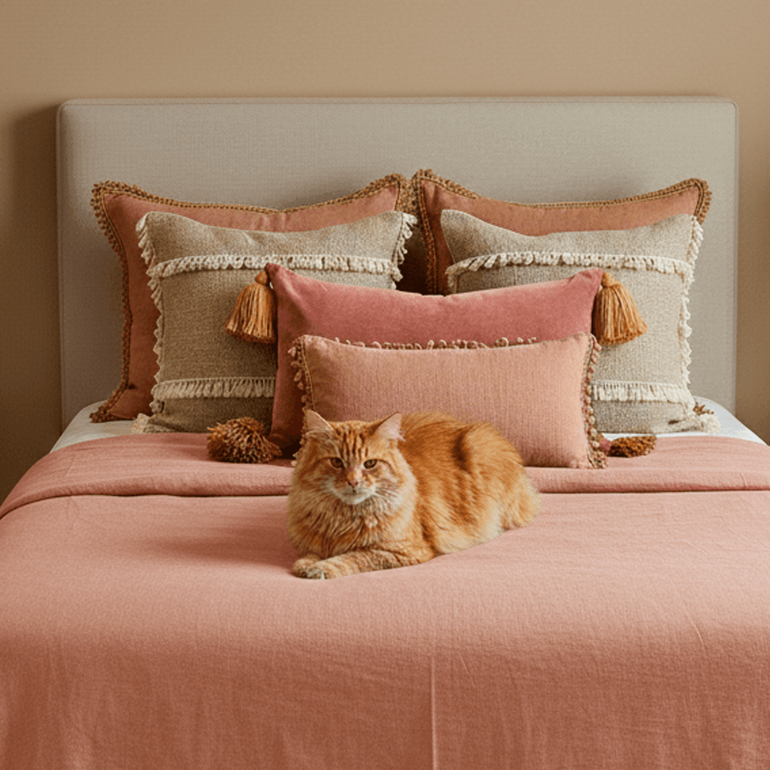 <p data-block-key="9rxe1">Reunus tai koristenauha tekee tekstiilistä viimeistellyn näköisen, vaikka värit pysyisivät samoina. (Kuvituskuva on luotu tekoälyä hyödyntäen. Kuva Sari Nieminen)</p>