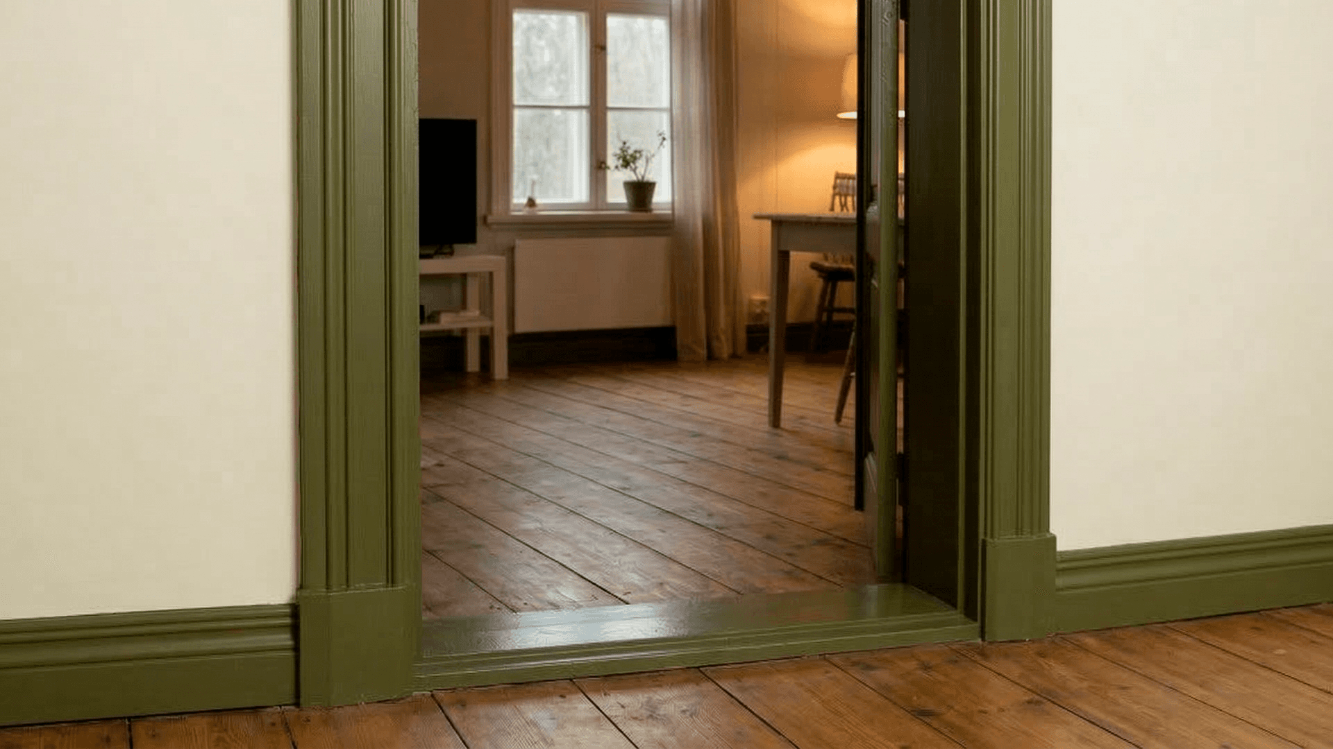 <p data-block-key="mc3ut">Suomalaisissa kartanoissa ja pappiloissa karmit maalattiin väreillä jo 1700-luvulla. Leveässä, profiloidussa karmissa sävy nostaa esiin muodot, jotka valkoisen alla jäävät näkymättömiin. (Kuvitus: Sari Nieminen, kuvitus tuotettu tekoälyavusteisesti)</p>