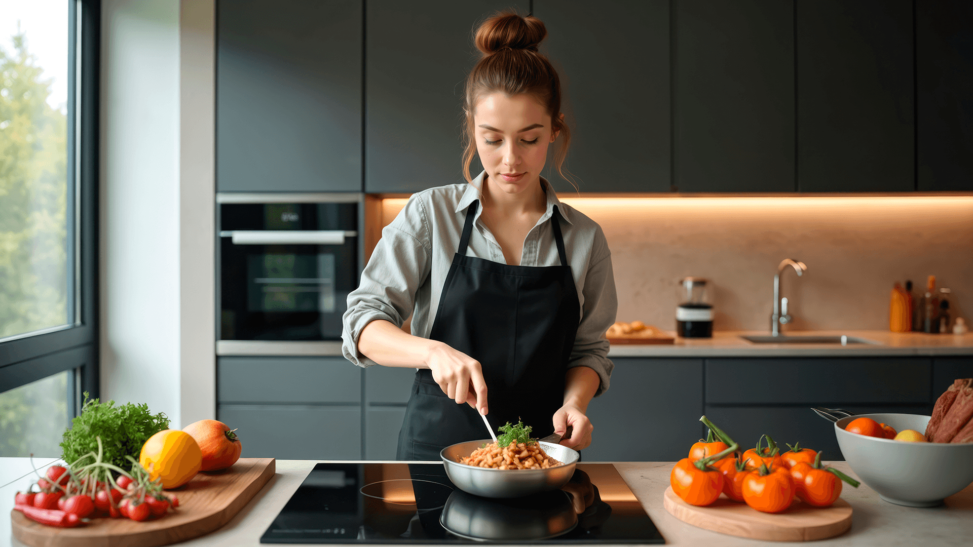 <p data-block-key="cmbei">Uuni ylös helpottaa arkea, kun pellit saa ulos ilman kumartelua, ja saarekkeeseen sijoitettu liesi tekee ruoanlaitosta sujuvaa, kun työtaso ja laskutila ovat heti vieressä. (Kuva Adobe Stock)</p>