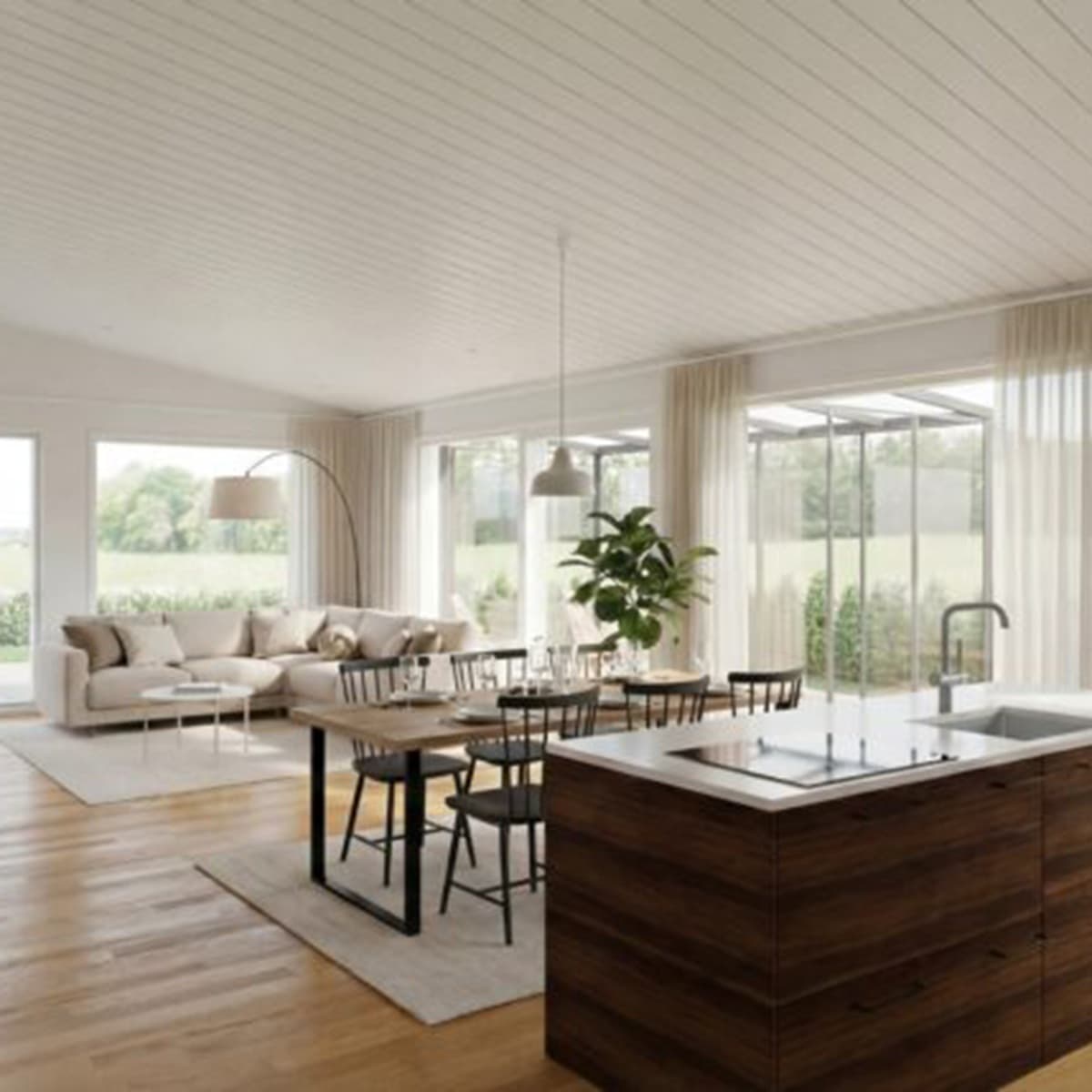 <p data-block-key="hv1zc">Huoneistoala: 128 m², kerrosala: 136 m² + 60 m² autotalli + 15 m² lasiterassi + 70 m² terassi (4 h + k + 2 vh + khh + wc + pe + s + tekn).</p>